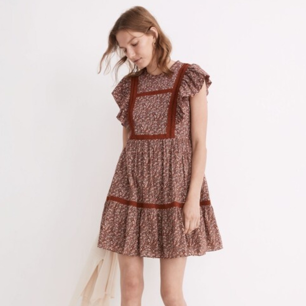 Madewell Madewell Flutter-Sleeve Mini Dress in Cottage Garden XXS